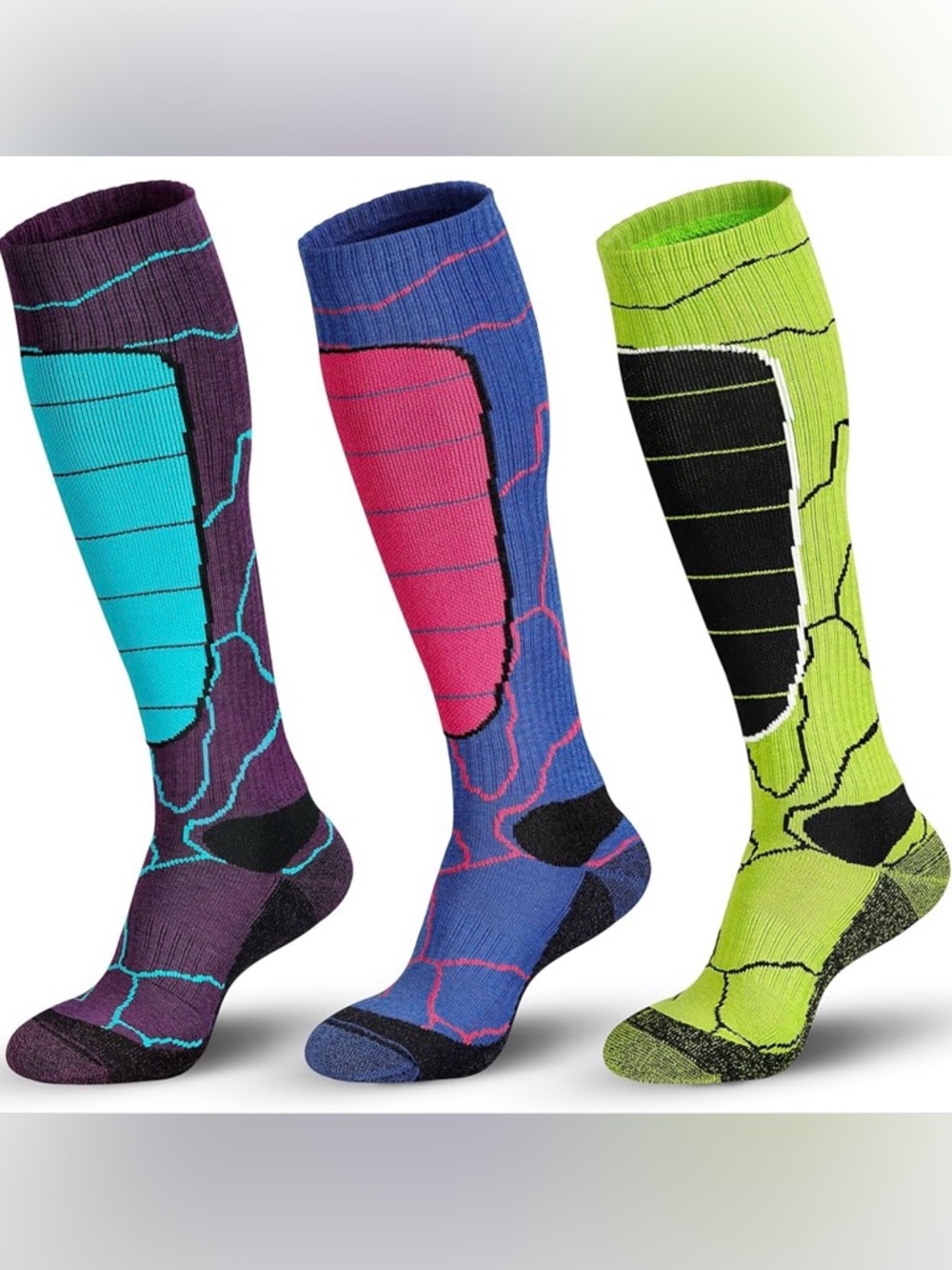 3  Pk. Hylaea Merino Wool Ski Socks Snowboarding Winter Thermal Knee-High NWT